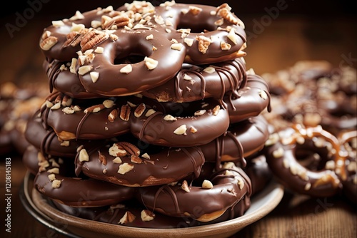 Milk Chocolate Covered Pretzel. Delicious and Tasty Candy Treat for Dessert or Snack photo