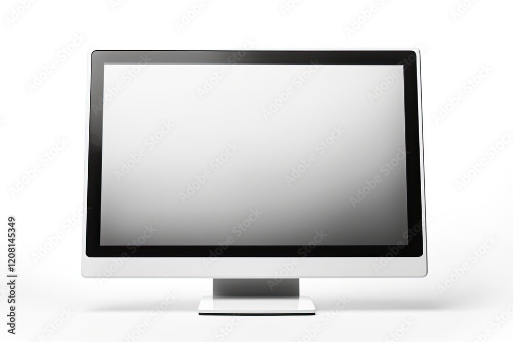 Modern Computer on White Background. Clean and Sleek Device with Crisp Digital Display for Multimedia and Technology Solutions Modern Computer on White Background. Clean and Sleek Device with Crisp Digital Display for Multimedia and Technology Solutions