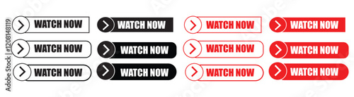 Web button simple watch now. Arrow pointer modern minimal style vector.