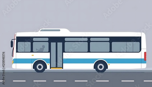 City Bus on Road Public Transportation Vehicle