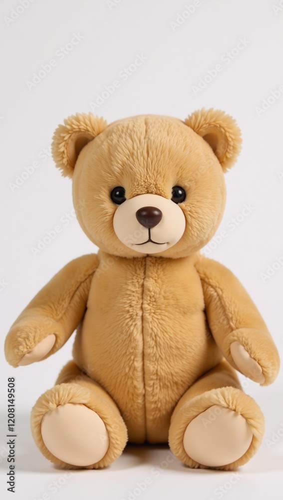 Obraz premium Adorable teddy bear style animal doll exudes timeless charm against white backdrop