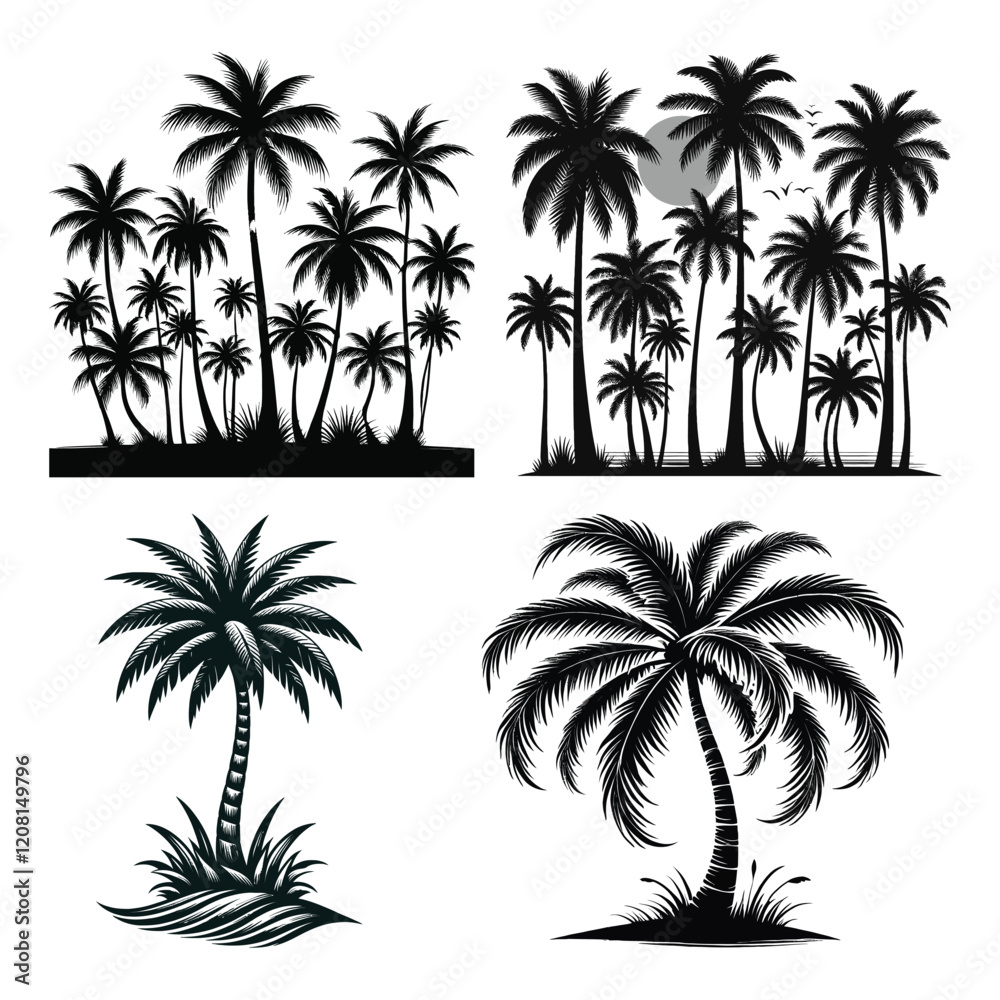 palm trees silhouettes palm trees silhouettes