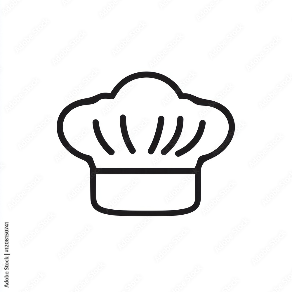 Black outline of chef's hat on white background, for restaurant, cooking app, or kitchen supplies Black outline of chef's hat on white background, for restaurant, cooking app, or kitchen supplies