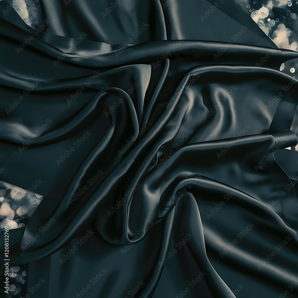 Obraz premium Full frame of black elegant silk cloth as background