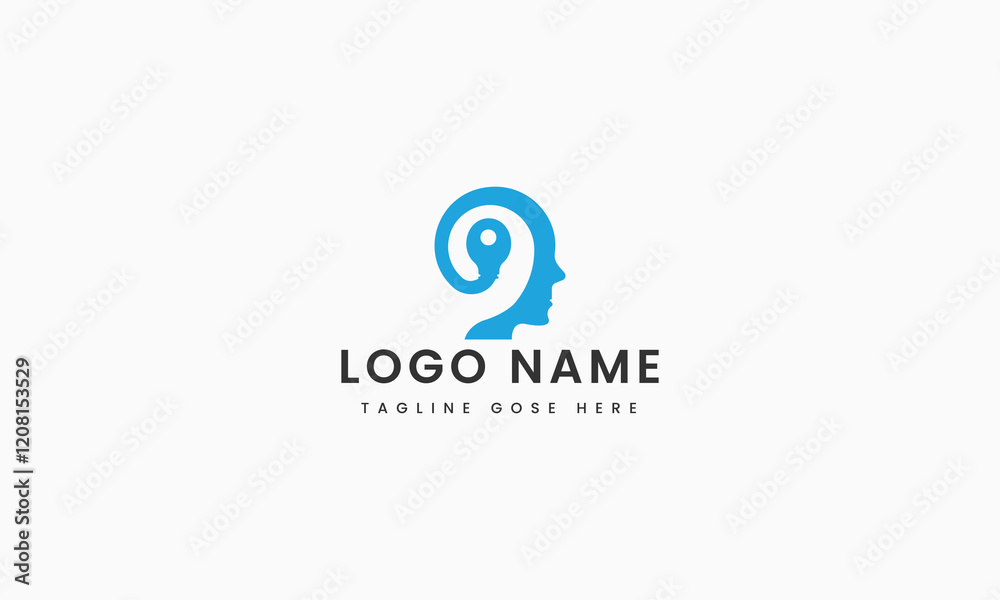 human head braine logo template with abstract shape human head braine logo template with abstract shape