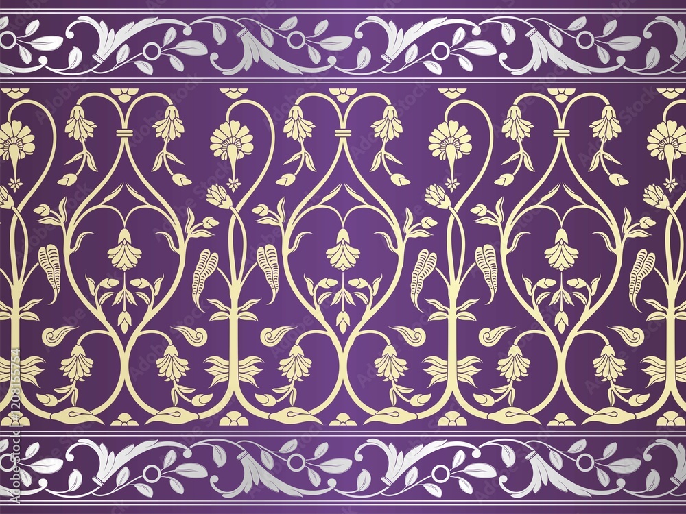 Fototapeta premium traditional wedding card design, paisley floral pattern , royal India 