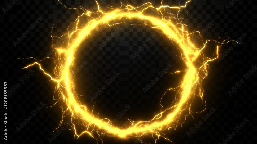 plasma glowing electric yellow hologram isolated on transparent, circles lightning round frame portal layer overlay on black background --ar 16:9 --v 6.1 Job ID: 6a46cd09-6a12-4c40-a151-11d1820c23eb