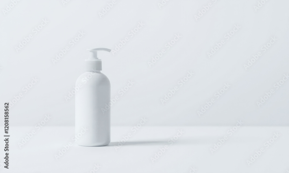 clean, minimalist white bottle with pump, ideal for skincare or cosmetic products. simple design emphasizes elegance and functionality clean, minimalist white bottle with pump, ideal for skincare or cosmetic products. simple design emphasizes elegance and functionality