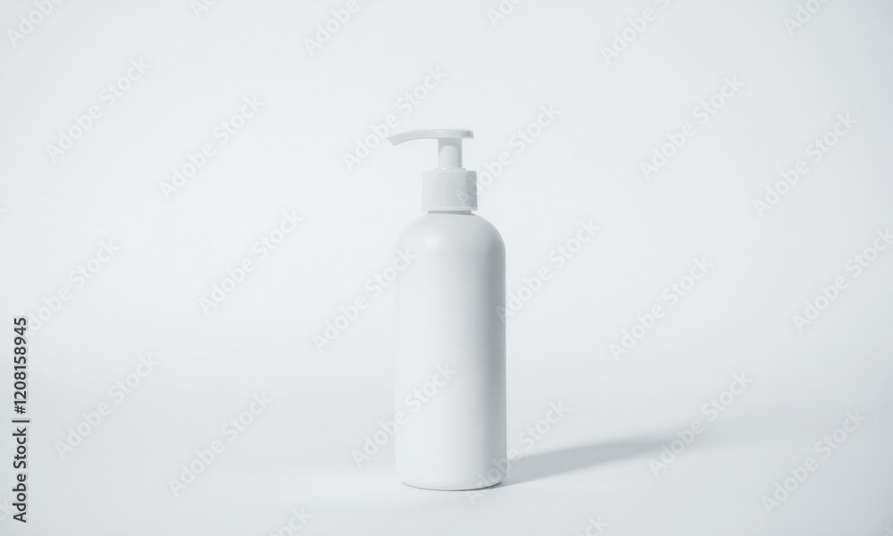 clean, minimalist white bottle with pump top, ideal for skincare or cosmetic products. Perfect for branding and packaging design clean, minimalist white bottle with pump top, ideal for skincare or cosmetic products. Perfect for branding and packaging design
