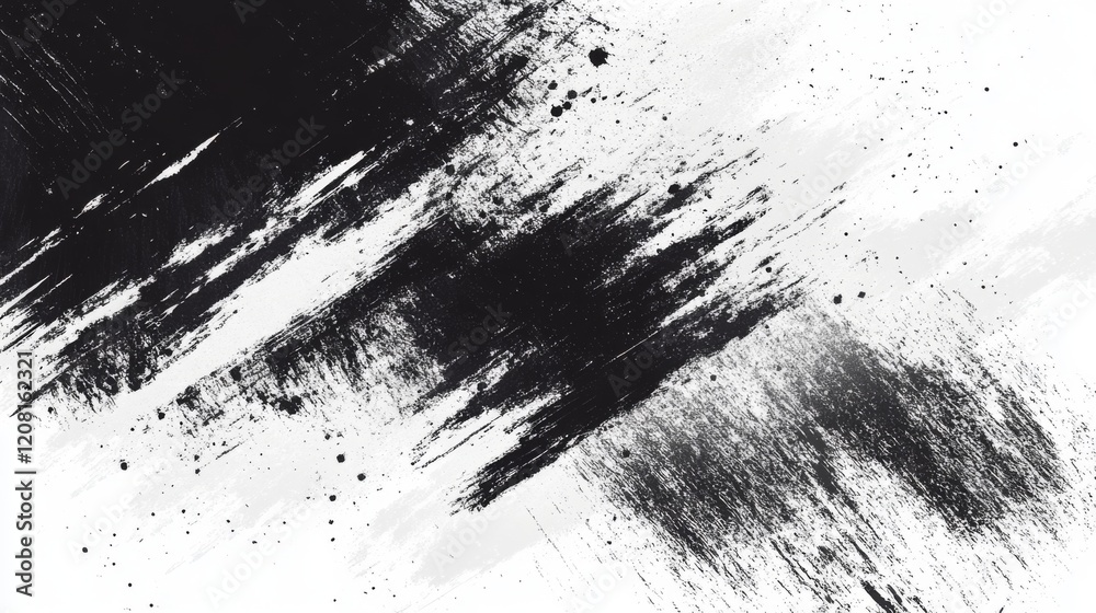 Obraz premium Abstract Black and White Brush Strokes Graphic Design