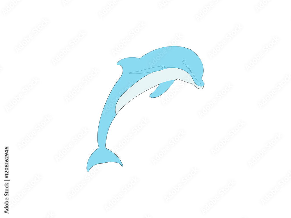 Obraz premium One line art jumping dolphin