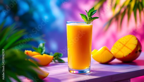 mango juice in the glass