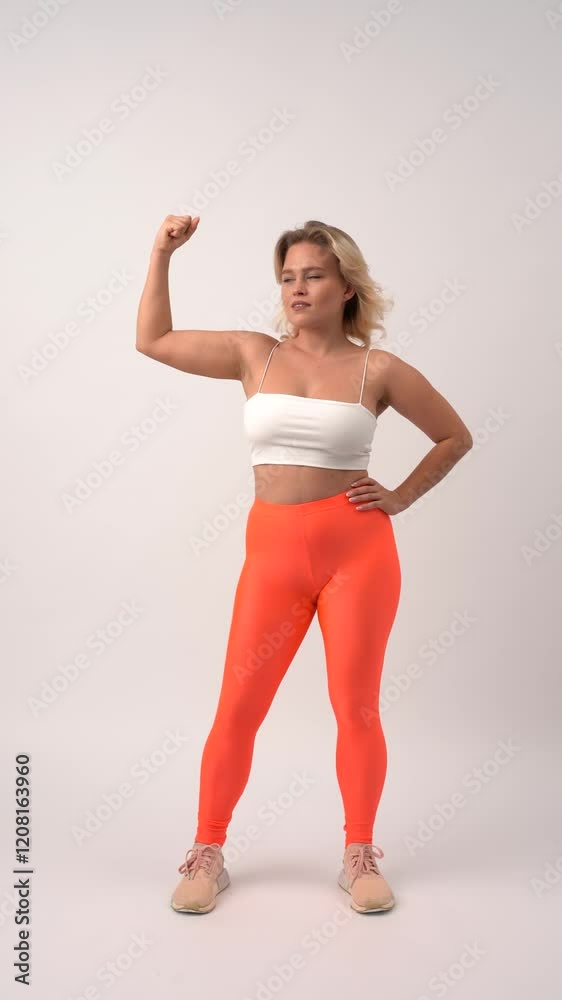 Girl posing against a bright background in tight clothes Girl posing against a bright background in tight clothes