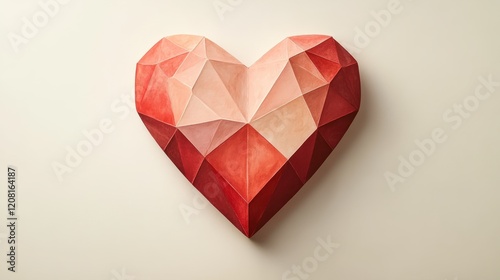 Wallpaper Mural Simple geometric shapes forming a heart, in soft hues of red and pink, minimalist Valentine's Day design Torontodigital.ca