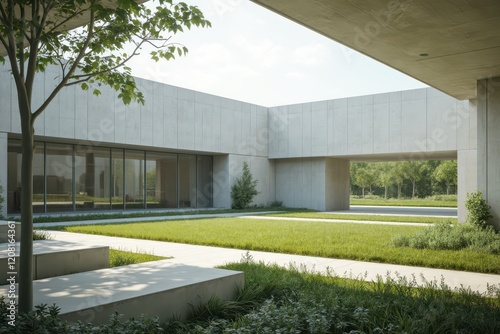 Wallpaper Mural a modern concrete house with a grassy area Torontodigital.ca