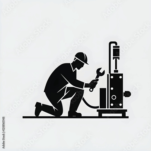 Vector of a mechanic repairing a machine.