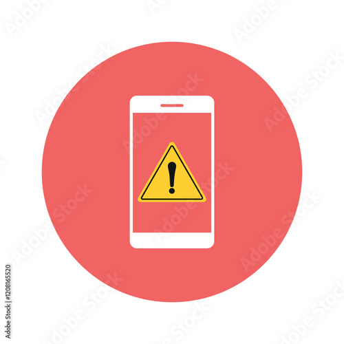 Smartphone with Warning Triangle and Exclamation Mark Notification Icon