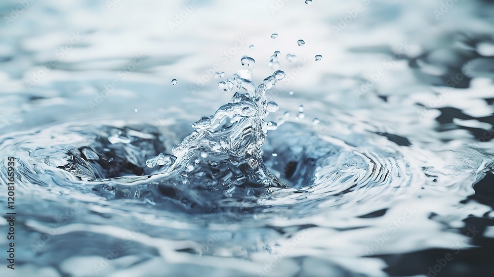 Detailed Splash of Water Isolated on White Background with Flowing Lines Detailed Splash of Water Isolated on White Background with Flowing Lines