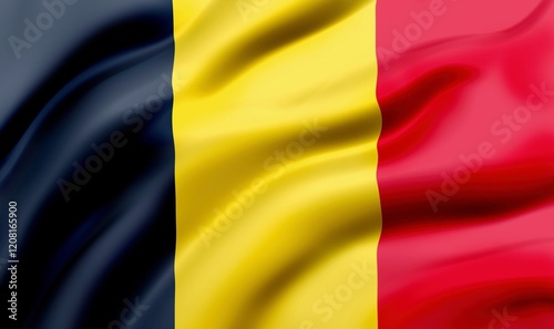 Schilderij op canvas Flag of Belgium blowing in the wind