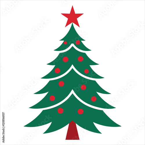 Christmas tree vector art illustration icon logo