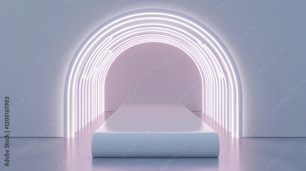 Obraz premium Modern Minimalist Exhibition Space with Neon Lighting
