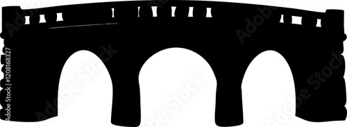 Silhouette of a Bridge: A striking black silhouette showcasing an arched architectural design, ideal for urban and structural concepts.