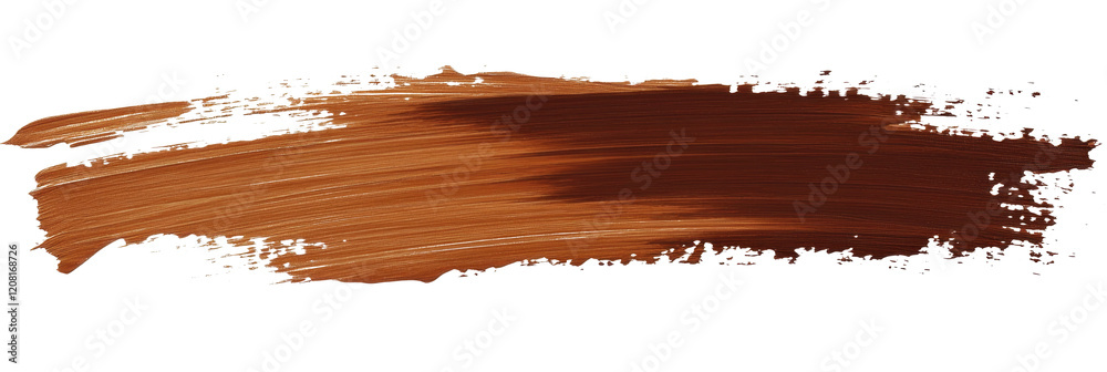 Rectangular mocha mousse color paint stroke on white background highlighting artistic expression Rectangular mocha mousse color paint stroke on white background highlighting artistic expression