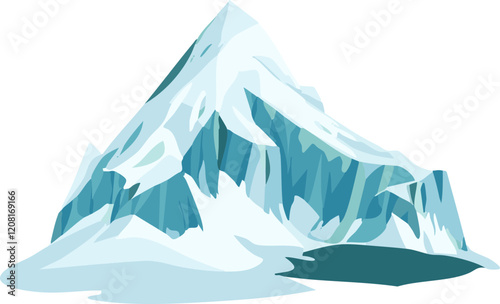Stylized Iceberg: A bright blue and white iceberg illustration, ideal for environmental themes and climate discussions.