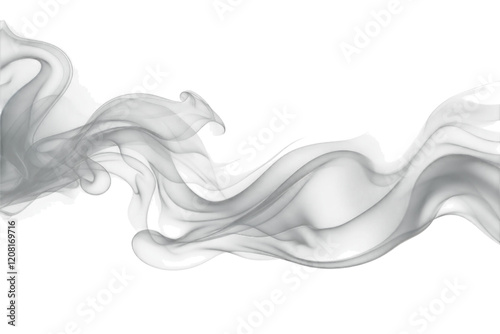 Swirling gray smoke patterns against a dark background create an ethereal atmosphere isolated on transparent background