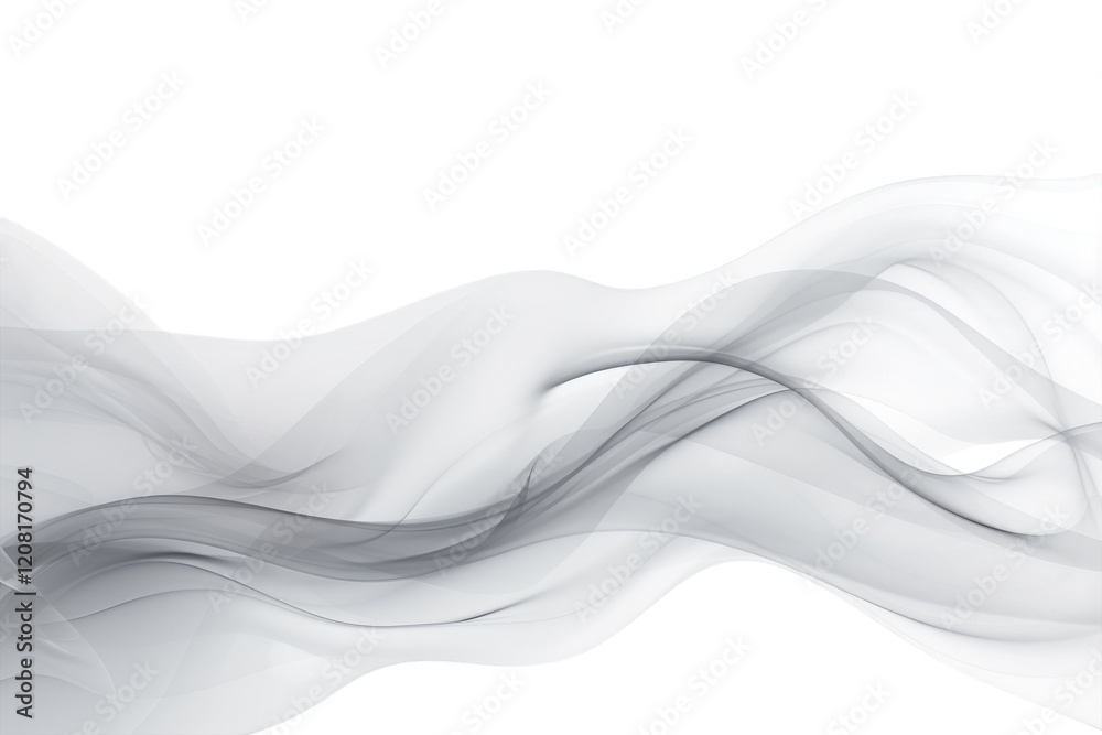 Ethereal gray smoke flowing gracefully across a minimalist background isolated on transparent background Ethereal gray smoke flowing gracefully across a minimalist background isolated on transparent background