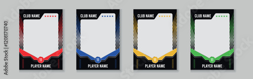 Trading card template design for sports, picture frame for player performance, photo frame or border collection for hockey, basketball and football player, sports flyer design, template eps 10.