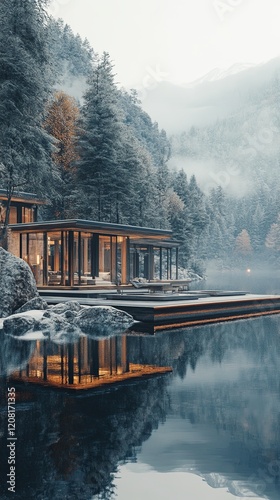 A tranquil resort in the mountains photo