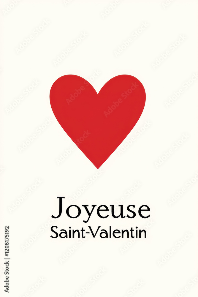 Joyeuse Saint-Valentin with red heart and white background
Joyeuse Saint-Valentin with red heart and white background