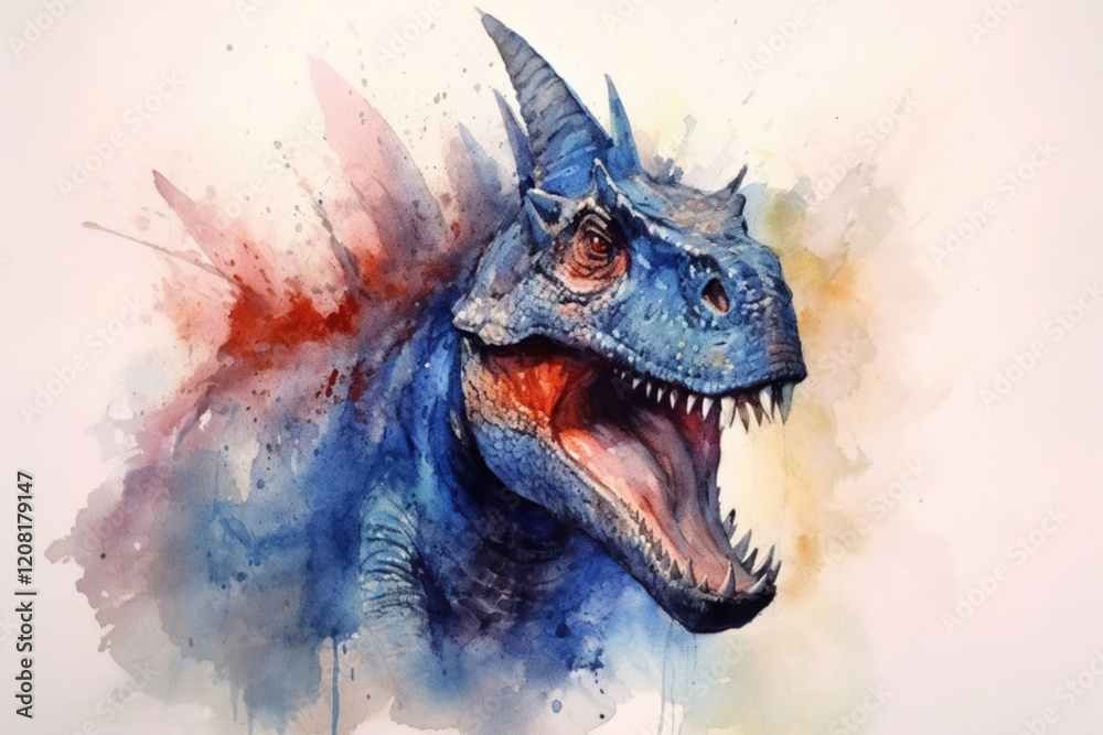 dinosaur on white background., watercolor style, Generative AI dinosaur on white background., watercolor style, Generative AI
