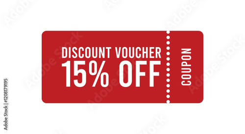 Discount Voucher Icon - 15% Off Coupon Design in Red