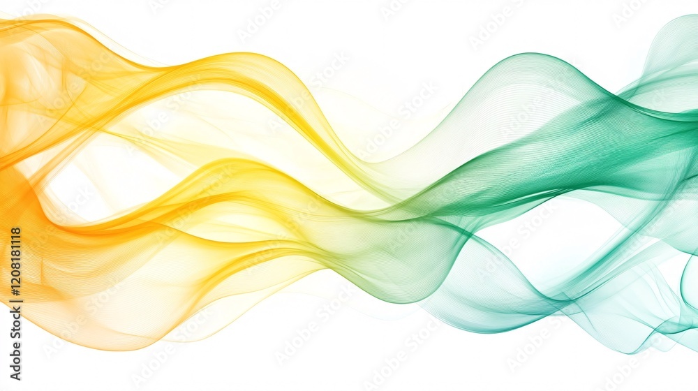 Fototapeta premium Abstract wave pattern in vibrant yellow and green hues flowing gracefully.