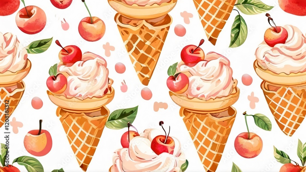 Fototapeta premium Peach Ice Cream for National Peach Ice Cream Day: Creamy and Refreshing Dessert in a Bright and Fruity Style