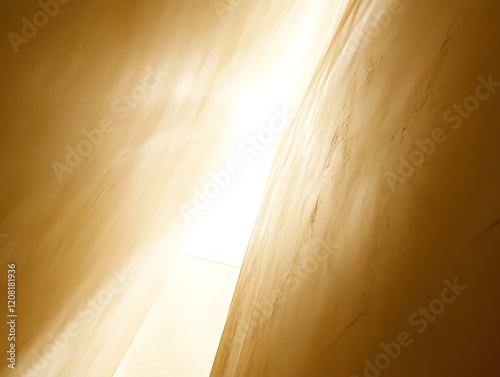 Abstract Golden Walls Converging Towards Light