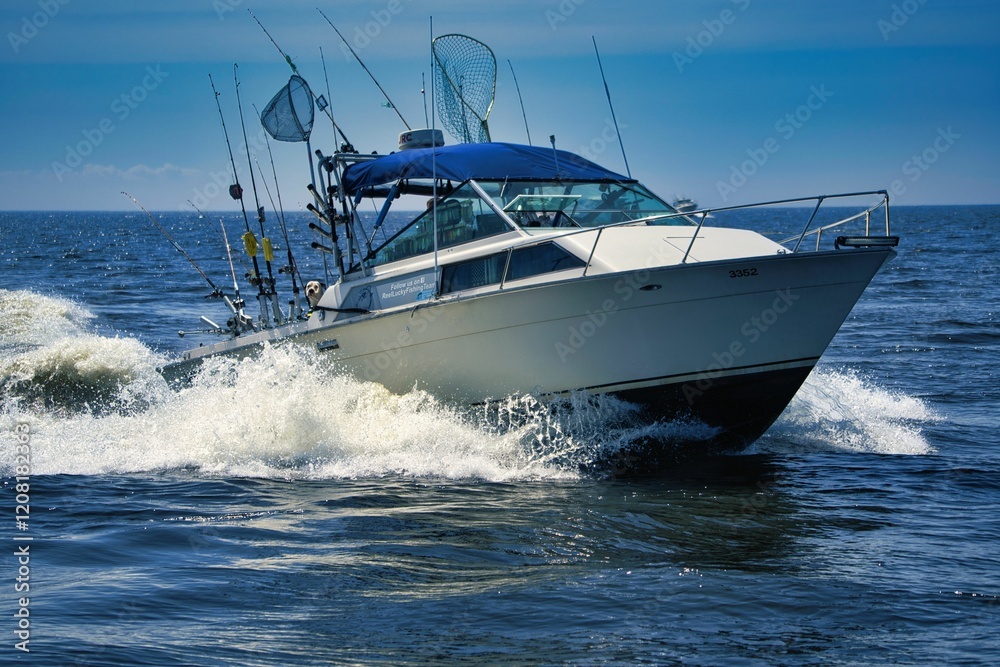 Naklejka premium Boat on Lake Michigan