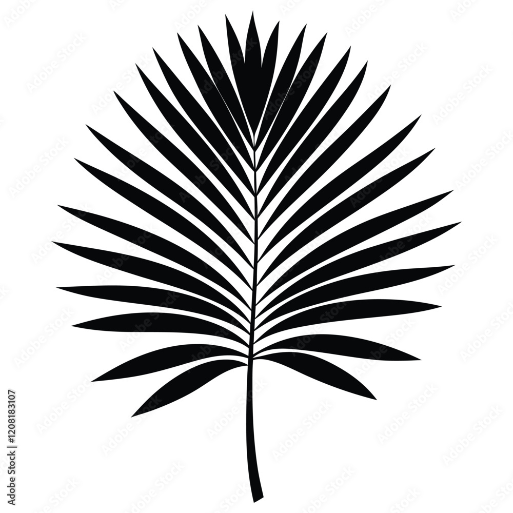Broad palm leaf vector art illustration icon logo Broad palm leaf vector art illustration icon logo