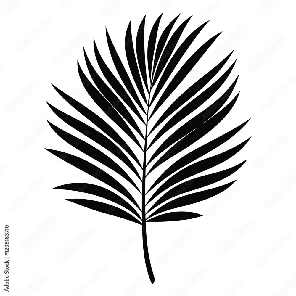 Broad palm leaf vector art illustration icon logo Broad palm leaf vector art illustration icon logo