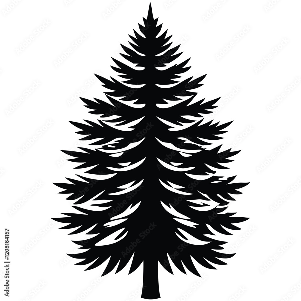 Obraz premium Christmas tree vector art illustration icon logo