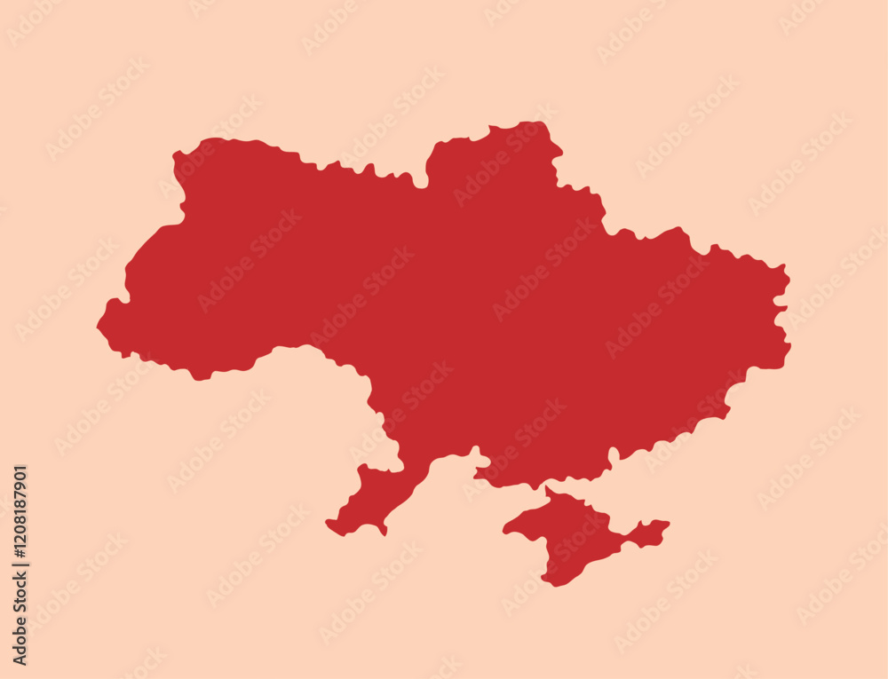 Ukraine simple flat red map Ukraine simple flat red map