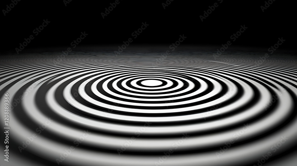 Fototapeta premium Abstract 3D Background Monochrome Circular Waves