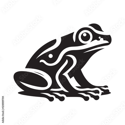 Black Color Frog silhouette design Vector Illustration, Solid White Background (6).eps