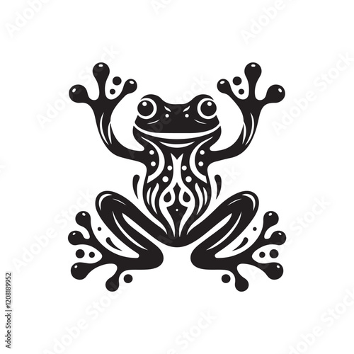 Black Color Frog silhouette design Vector Illustration, Solid White Background (16).eps