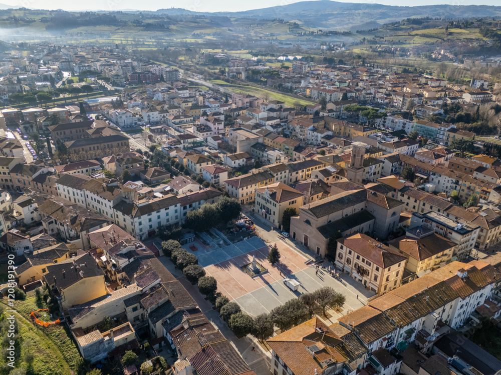 Aerial drone photo of the town center in Certaldo in Tuscany, Italy. Aerial drone photo of the town center in Certaldo in Tuscany, Italy.