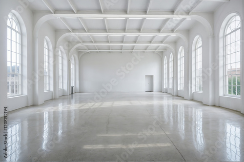 A white studio room with a spotlight gradient provides a clean and luxurious backdrop for premium product photography.