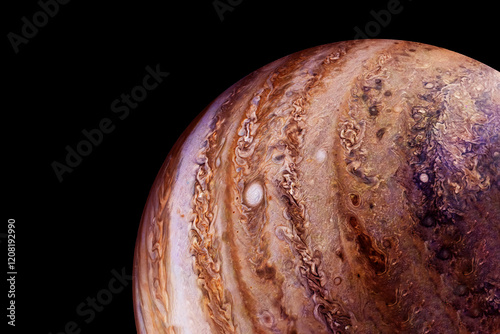 Fototapeta Naklejka Na Ścianę i Meble -  Planet Jupiter on a dark background. Elements of this image furnished by NASA