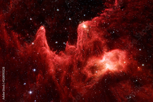 Fototapeta Naklejka Na Ścianę i Meble -  Bright red space nebula. Elements of this image furnished by NASA